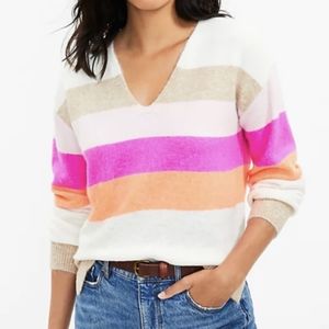 Striped Relaxed V-Neck Sweater
